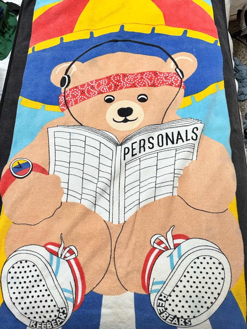 Vintage 1984 Bear Print Beach Towel - Juana